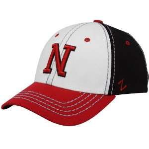 Zephyr Nebraska Cornhuskers White Black Scarlet Top Stitch Z Fit Hat 