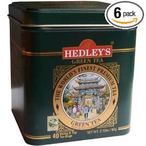 Hedleys Teas Pure Ceylon, Green Tea, 40 Count Packages (Pack of 6 