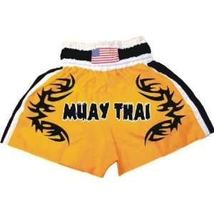  Muay Thai Shorts in Yellow/Black Muay Thai Embriodered 