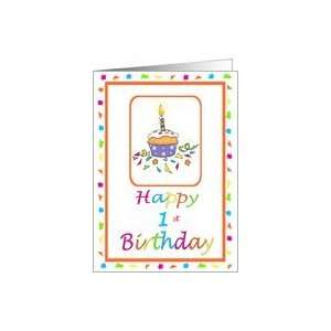  1 Year Old Lit Candle Cupcake Birthday Party Invitation 
