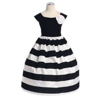  Toddler Little Girl Grey Black Stripe Holiday Party 