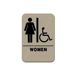  Restroom Sign Handicap Womens Taupe 2304