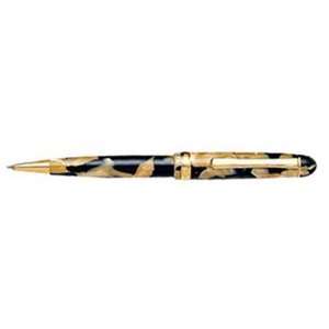  Platinum Celluloid Ballpoint Pen With Gold Trim (Calico 