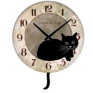 Ashton Sutton Cat Clock with Pendulum 