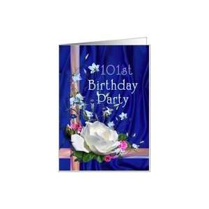  101st Birthday Party Invitation White Rose Card Toys 