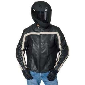   Mens Leather Motorcycle Jacket Black/Black/Ivory Small S 1052 2002