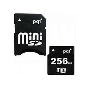  MiniSD Secure Digital Card with SD Card Adapter   PQI 256MB MiniSD 