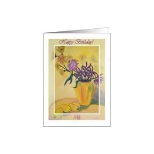  114th Birthday, Yellow Vase and Flowers Card Toys & Games