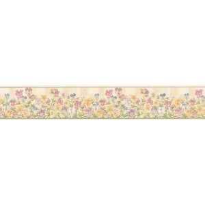   Florals and Miniatures Pansies Wall Border, 4.125 Inch by 180 Inch