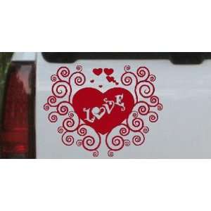 Red 12in X 15.6in    Swirl Heart Love Christian Car Window Wall Laptop 