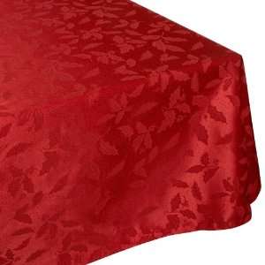  Lenox Holly Damask 60 by 140 Inch Tablecloth, Red