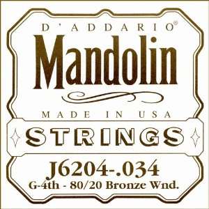  80/20 Bronze Wound Mandolin Single String, .034 Musical Instruments