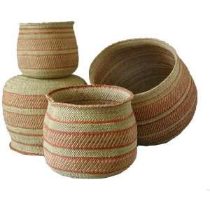  Basket Iringa Natural/Rust (Tanzania) 4 Set Milulu Grass 