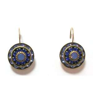 Liz Palacios 16K Gold Plated Petite Rondel Drop Earrings With Sapphire 