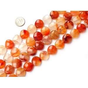 16mm coin Gemstone Twist Red carnelian beads strand 15 