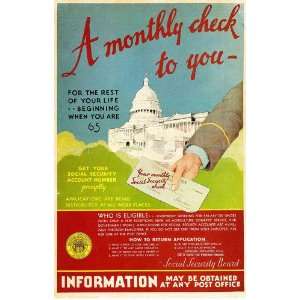  1937 Social Security Death Benefit 8 1/2 x 11 Color 