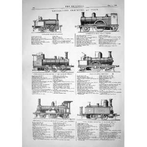 1867 LOCOMOTIVE TRAIN ENGINES HUGHES BADEN SCHNEIDER KITSON PROCTORS