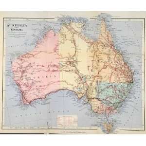  1879 Lithograph Australia Map Queensland Sydney New South 