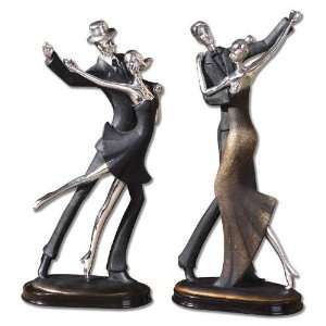  UT19060   Silver Plated Dancers Figurines   Set of Two 