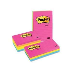  Post it Notes,Lined,3x5,5/PK,100 Sh/Pad,Neon Fusion 