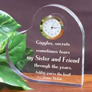 Sister and Friend Engraved Keepsake Heart Clock   Personalized Jewelry