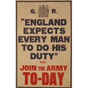 World War I Poster   England expects every man to do his duty and join 