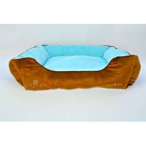  Skippy Pet Overstuffed Snuggler Plush Brown & Blue Dog Bed 