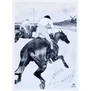  1969 Print Jockey Horse Race Track Windmill France Animal 