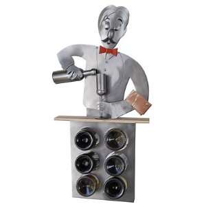  Bartender 6 Bottle Wine Holder H&K Steel Sculpture or Wine 