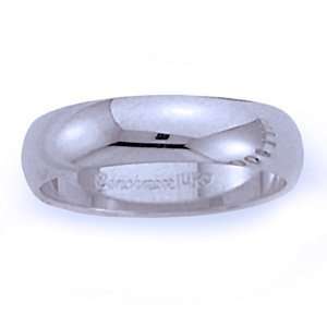  14K White Gold 5mm Domed Light Traditional Fit Wedding Band 
