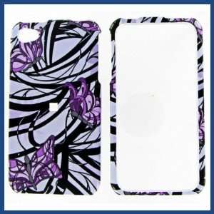  Apple iPhone 4/CDMA/4S Purple Butterfly Flower Protective 