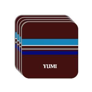 Personal Name Gift   YUMI Set of 4 Mini Mousepad Coasters (blue 