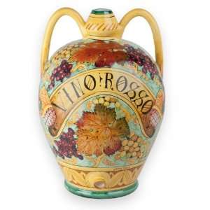Italian Pottery, Ornator Collection   Leona, Urn w/handles Vino Rosso 