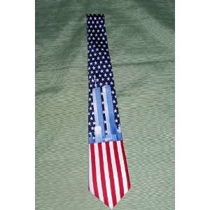  Mens Neck Tie With The Twin Towers Red White & Blue 