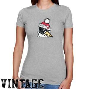 Youngstown State Penguins Ladies Ash Distressed Logo Vintage Slim Fit 