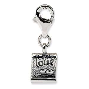  925 Sterling Silver Love Note Hearts Click On Bead 