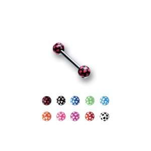  Stainless Steel Red Ball with White Stars Barbell  14g (1 