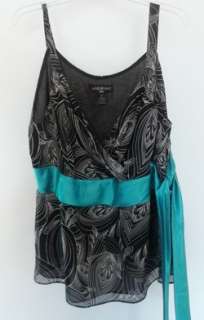 Lane Bryant black georgette blouse top 20 2X sleeveless Turquoise 