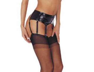 Goth Punk Blk Leather like Wetlook Garters @HY1023  