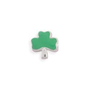 Sterling Silver and Green Enamel Three Leaf Clover Bead Bead Is 7.5mm 