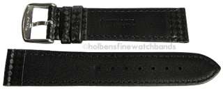 20mm Hadley Roma Carbon Fiber Black Leather Mens Watch Band Strap 