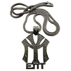 Black Iced Out Young Money ENT Pendant with a 36 Inch Necklace Chain 