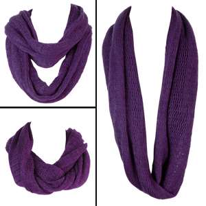 Chunky Knitted infinity Scarf Endless Fringe Snood Circle Crochet 