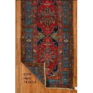  3x14 Hand Knotted Heriz Persian Rug   33x144