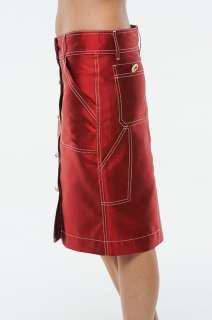 New Roberto Cavalli Womens Silk Red Cargo Skirt Sz 42  