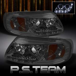 SMOKED 97 03 F150 EXPEDITION DUAL HALO PROJECTOR HEAD LIGHTS +DAYTIME 