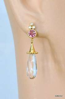 New $2,500 TEMPLE ST CLAIR 18K Gold Pink Tourmaline Crystal Earrings 