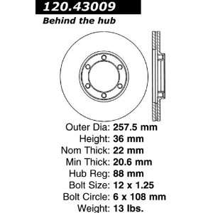  Centric Parts 120.43009 Premium Brake Rotor with E Coating 