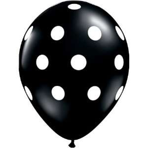   Dots Balloons   11 Inch Black with White Dots