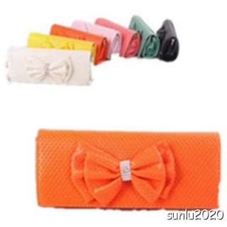   Colorful Bow Tie Pu Leather Womens Ladies Purse Handbag 0529  